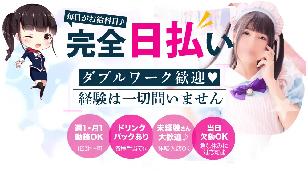 毎日がお給料日♪完全日払い　経験は一切問いません