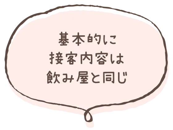 基本的に接客内容は飲み屋と同じ